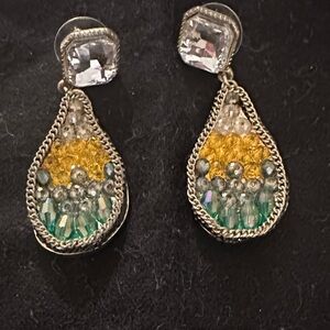 Elegant Silver and Gold Beaded Earrings